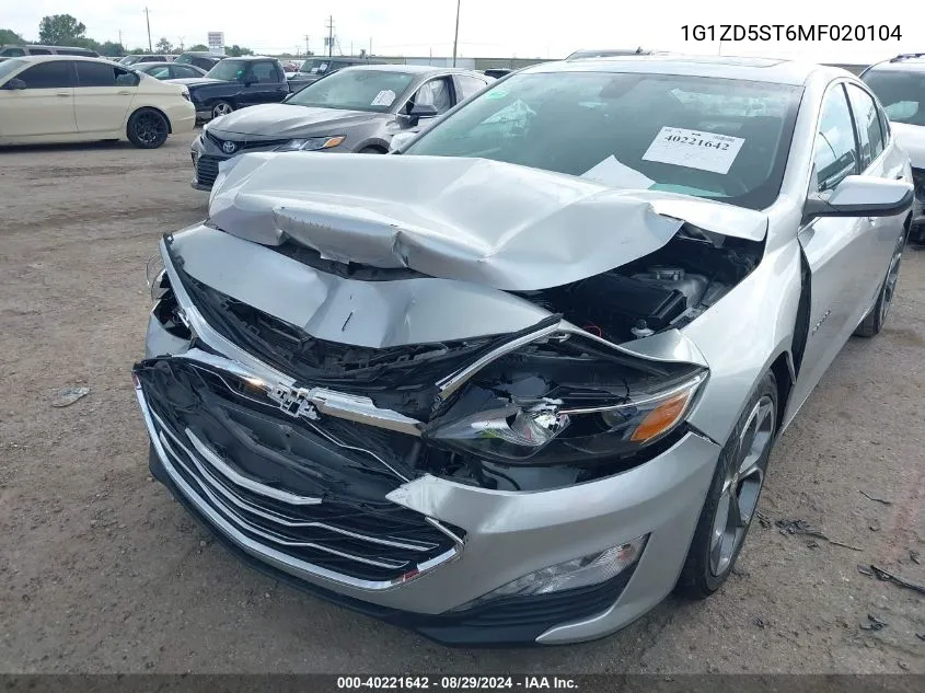 2021 Chevrolet Malibu Fwd Lt VIN: 1G1ZD5ST6MF020104 Lot: 40221642