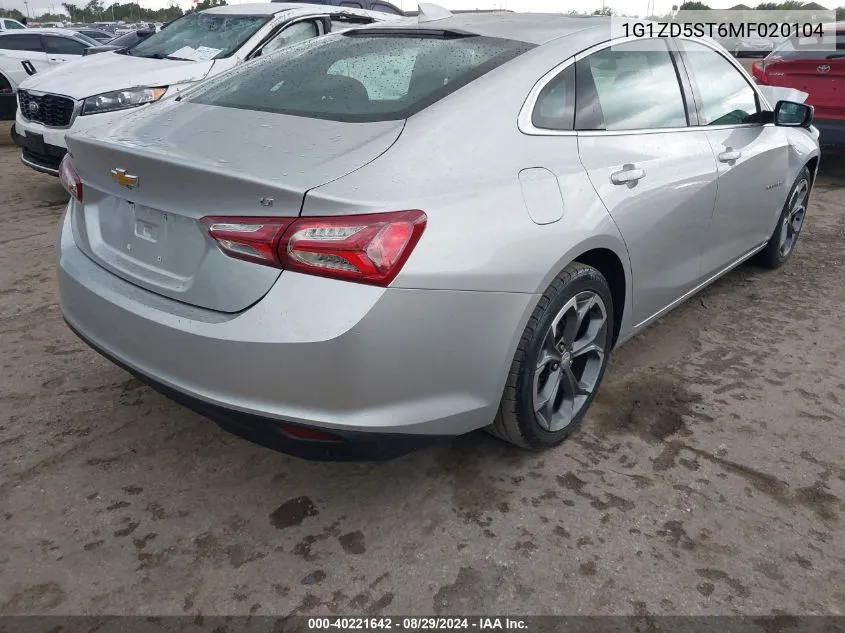 2021 Chevrolet Malibu Fwd Lt VIN: 1G1ZD5ST6MF020104 Lot: 40221642