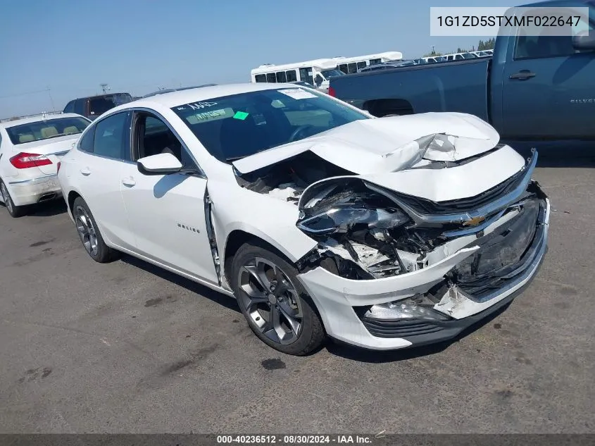 1G1ZD5STXMF022647 2021 Chevrolet Malibu Fwd Lt