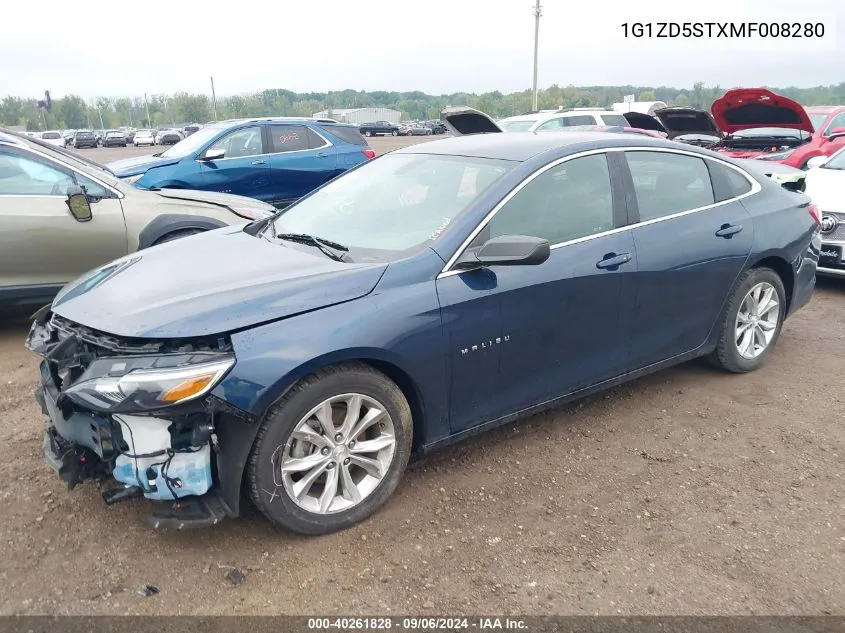 2021 Chevrolet Malibu Lt VIN: 1G1ZD5STXMF008280 Lot: 40261828