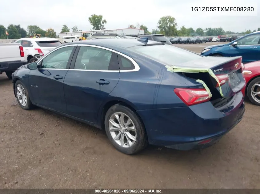 2021 Chevrolet Malibu Lt VIN: 1G1ZD5STXMF008280 Lot: 40261828