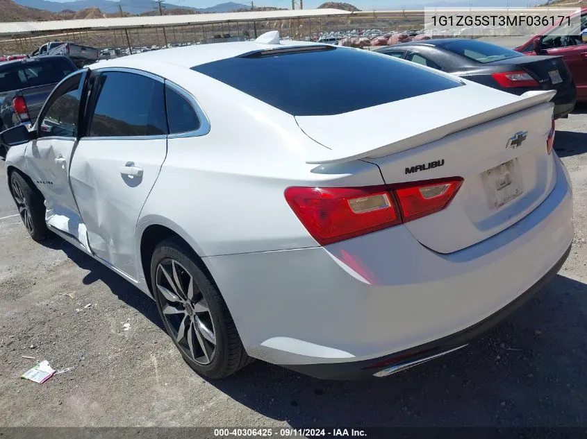 2021 Chevrolet Malibu Fwd Rs VIN: 1G1ZG5ST3MF036171 Lot: 40306425