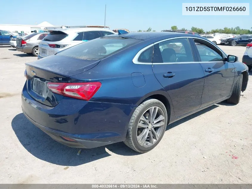 2021 Chevrolet Malibu Lt VIN: 1G1ZD5ST0MF026660 Lot: 40326614