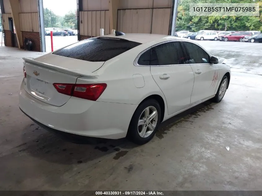 2021 Chevrolet Malibu Fwd Ls VIN: 1G1ZB5ST1MF075985 Lot: 40330931