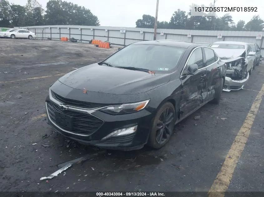 2021 Chevrolet Malibu Lt VIN: 1G1ZD5ST2MF018592 Lot: 40343004