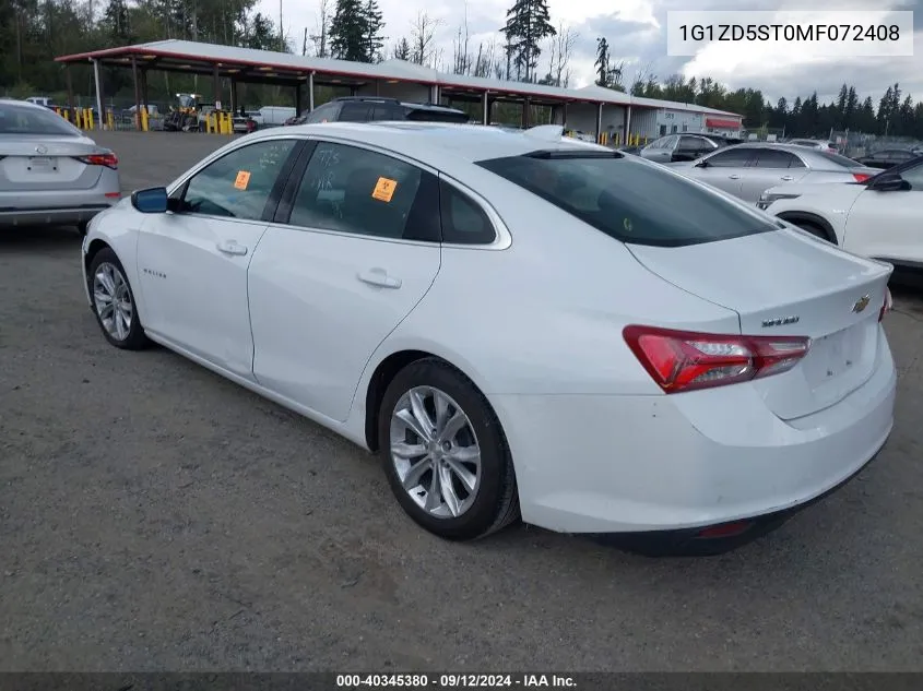 2021 Chevrolet Malibu Lt VIN: 1G1ZD5ST0MF072408 Lot: 40345380