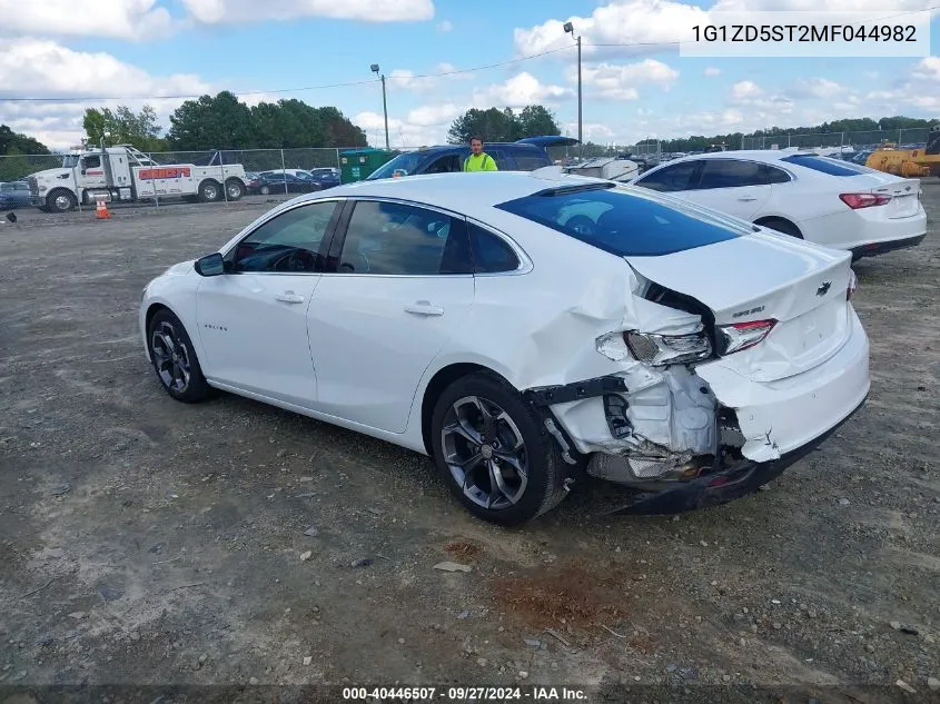 2021 Chevrolet Malibu Lt VIN: 1G1ZD5ST2MF044982 Lot: 40446507