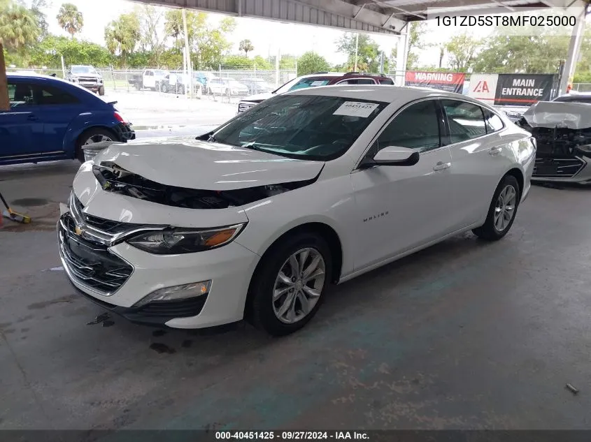 2021 Chevrolet Malibu Lt VIN: 1G1ZD5ST8MF025000 Lot: 40451425