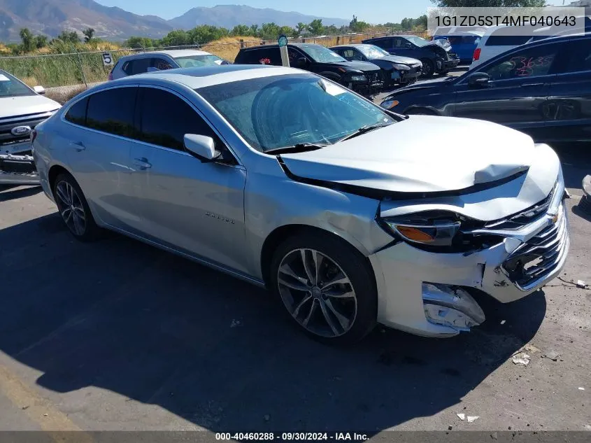 2021 Chevrolet Malibu Lt VIN: 1G1ZD5ST4MF040643 Lot: 40460288