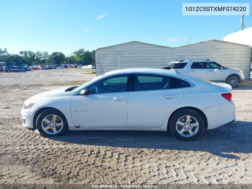 2021 Chevrolet Malibu Fwd 1Fl VIN: 1G1ZC5STXMF074220 Lot: 40464479