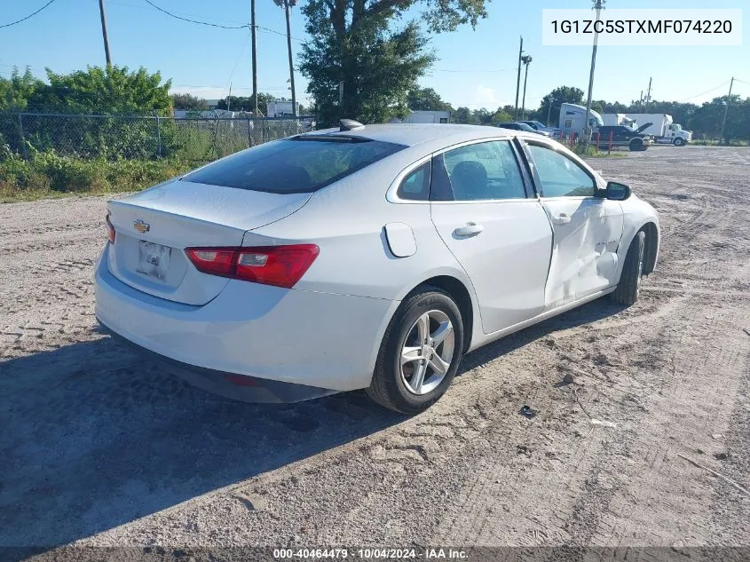 2021 Chevrolet Malibu Fwd 1Fl VIN: 1G1ZC5STXMF074220 Lot: 40464479