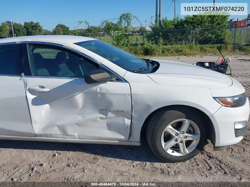 2021 Chevrolet Malibu Fwd 1Fl VIN: 1G1ZC5STXMF074220 Lot: 40464479