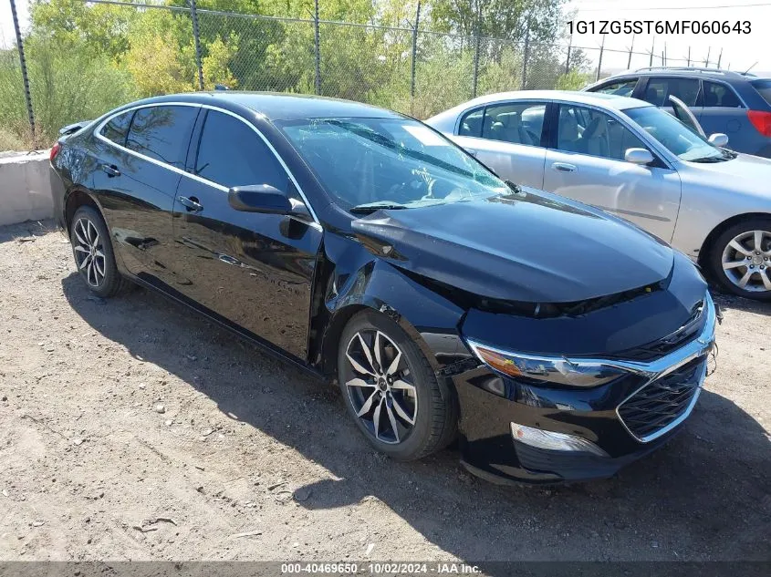 2021 Chevrolet Malibu Fwd Rs VIN: 1G1ZG5ST6MF060643 Lot: 40469650