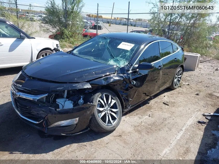 2021 Chevrolet Malibu Fwd Rs VIN: 1G1ZG5ST6MF060643 Lot: 40469650