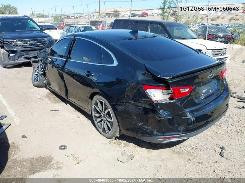 2021 Chevrolet Malibu Fwd Rs VIN: 1G1ZG5ST6MF060643 Lot: 40469650