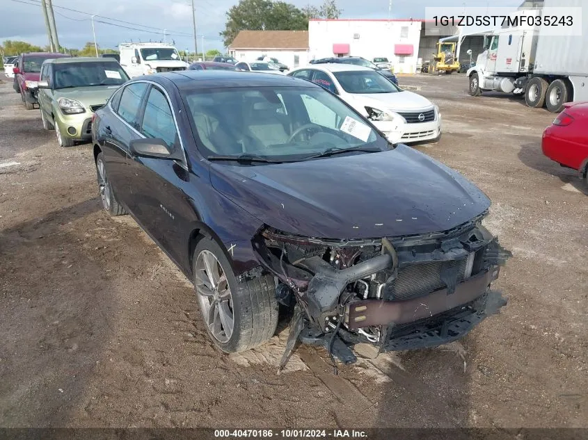 2021 Chevrolet Malibu Lt VIN: 1G1ZD5ST7MF035243 Lot: 40470186