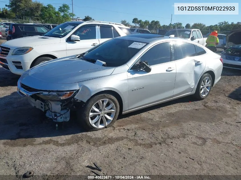 2021 Chevrolet Malibu Fwd Lt VIN: 1G1ZD5ST0MF022933 Lot: 40523671