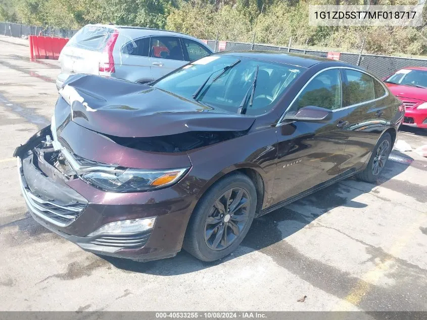 2021 Chevrolet Malibu Fwd Lt VIN: 1G1ZD5ST7MF018717 Lot: 40533255