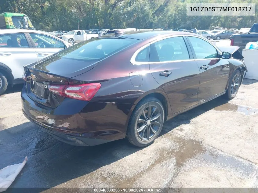 2021 Chevrolet Malibu Fwd Lt VIN: 1G1ZD5ST7MF018717 Lot: 40533255