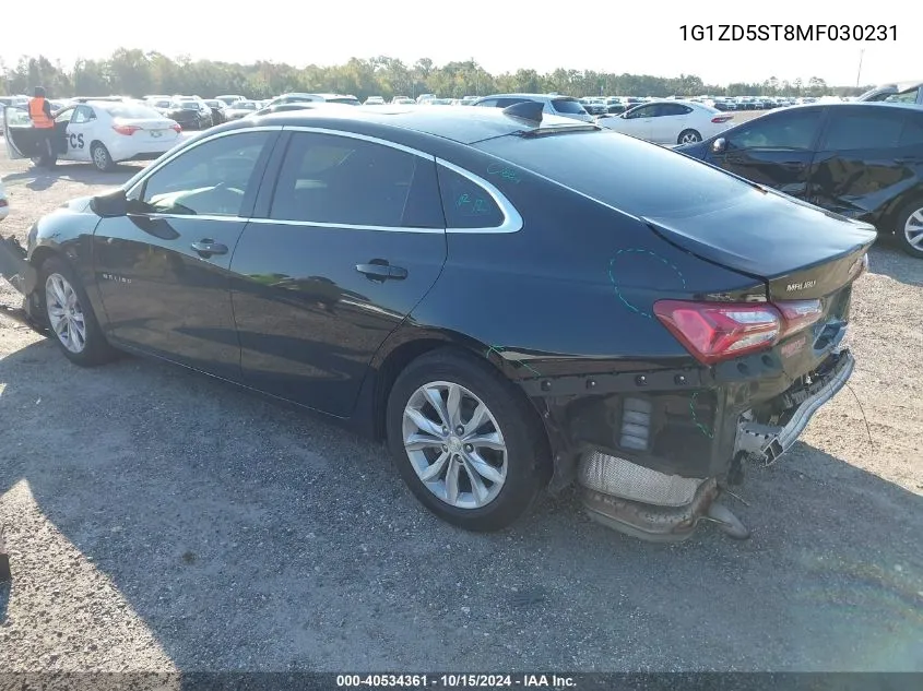 2021 Chevrolet Malibu Fwd Lt VIN: 1G1ZD5ST8MF030231 Lot: 40534361