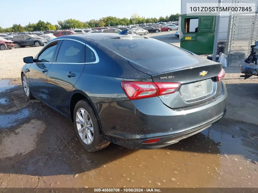 2021 Chevrolet Malibu Lt VIN: 1G1ZD5ST5MF007845 Lot: 40550709