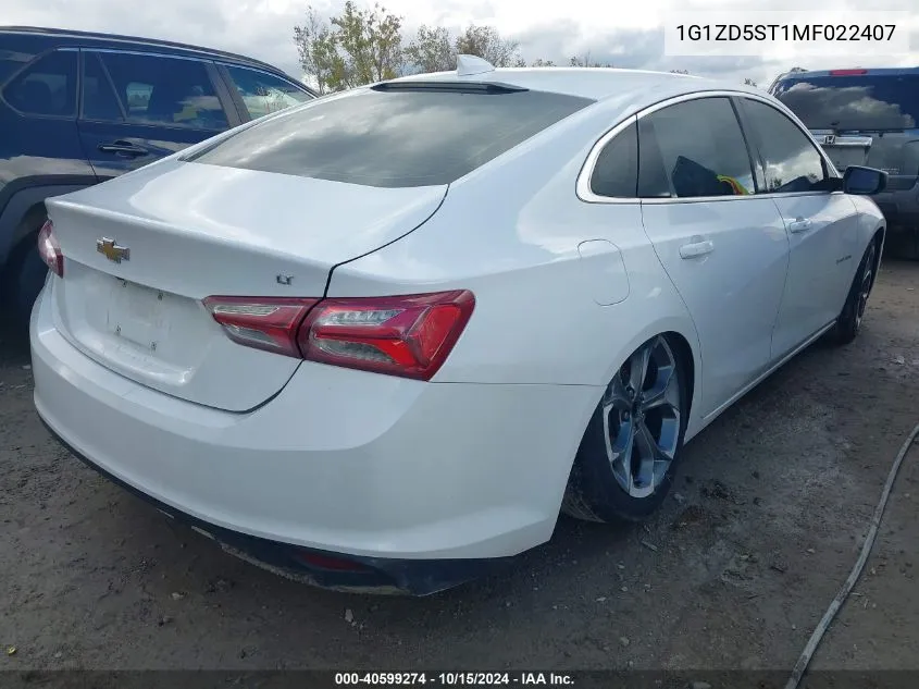 2021 Chevrolet Malibu Fwd Lt VIN: 1G1ZD5ST1MF022407 Lot: 40599274