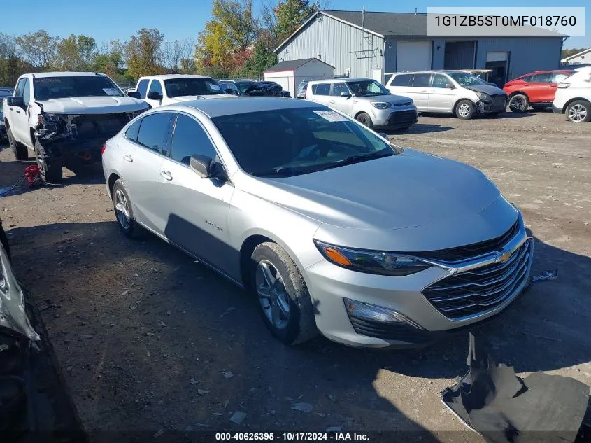 2021 Chevrolet Malibu Fwd Ls VIN: 1G1ZB5ST0MF018760 Lot: 40626395