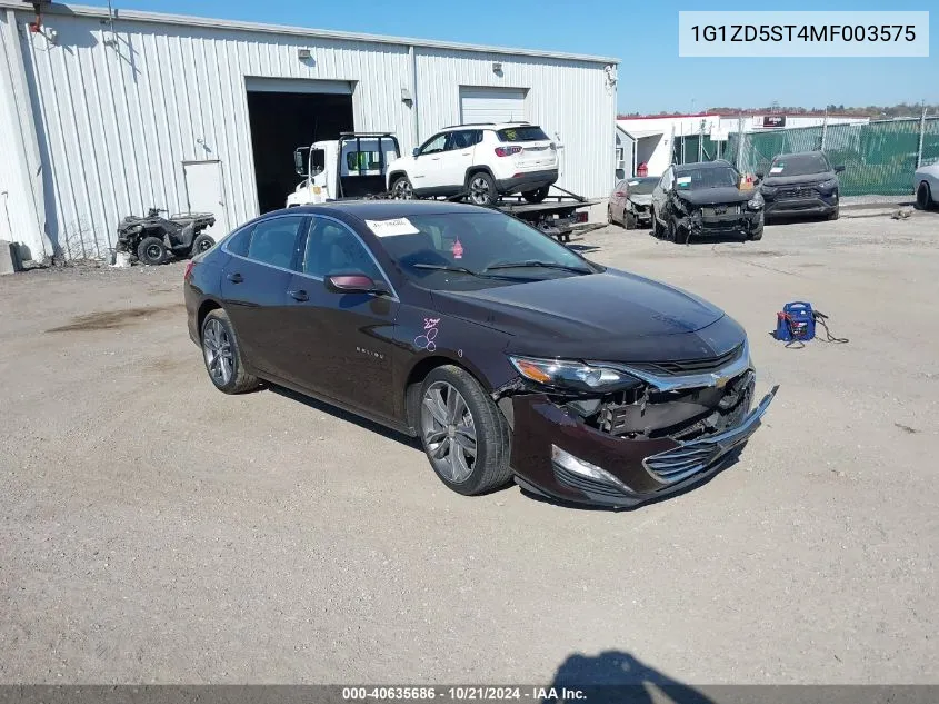 2021 Chevrolet Malibu Lt VIN: 1G1ZD5ST4MF003575 Lot: 40635686