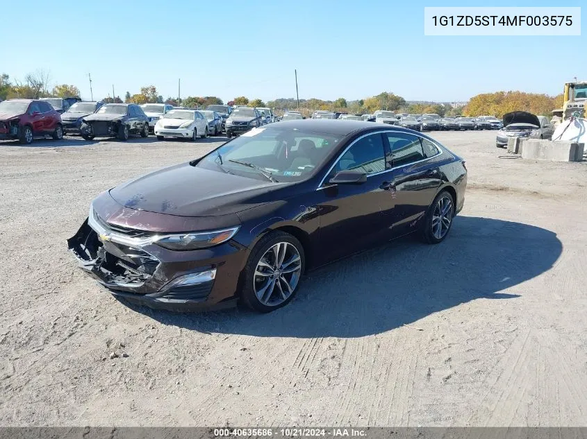 2021 Chevrolet Malibu Lt VIN: 1G1ZD5ST4MF003575 Lot: 40635686