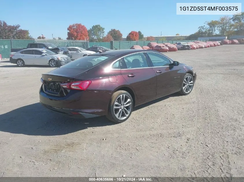 2021 Chevrolet Malibu Lt VIN: 1G1ZD5ST4MF003575 Lot: 40635686