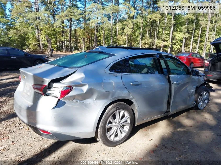 2021 Chevrolet Malibu Lt VIN: 1G1ZD5ST8MF059986 Lot: 40649611