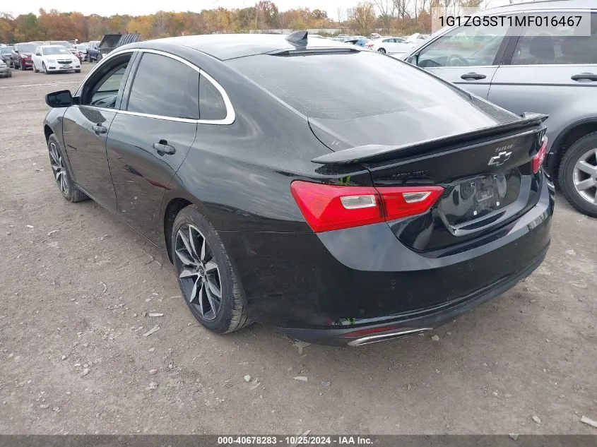 2021 Chevrolet Malibu Fwd Rs VIN: 1G1ZG5ST1MF016467 Lot: 40678283