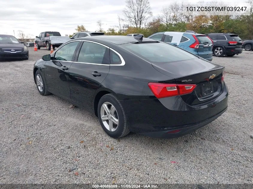 2021 Chevrolet Malibu Fwd 1Fl VIN: 1G1ZC5ST9MF039247 Lot: 40686089