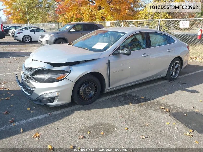 2021 Chevrolet Malibu Fwd Lt VIN: 1G1ZD5ST3MF020982 Lot: 40687452