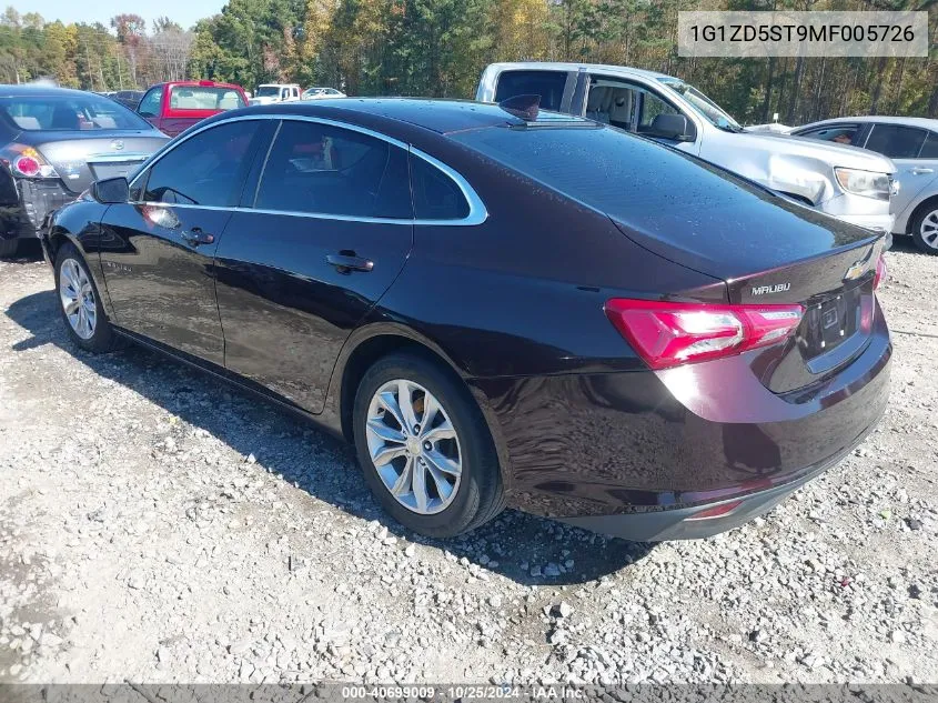 2021 Chevrolet Malibu Fwd Lt VIN: 1G1ZD5ST9MF005726 Lot: 40699009