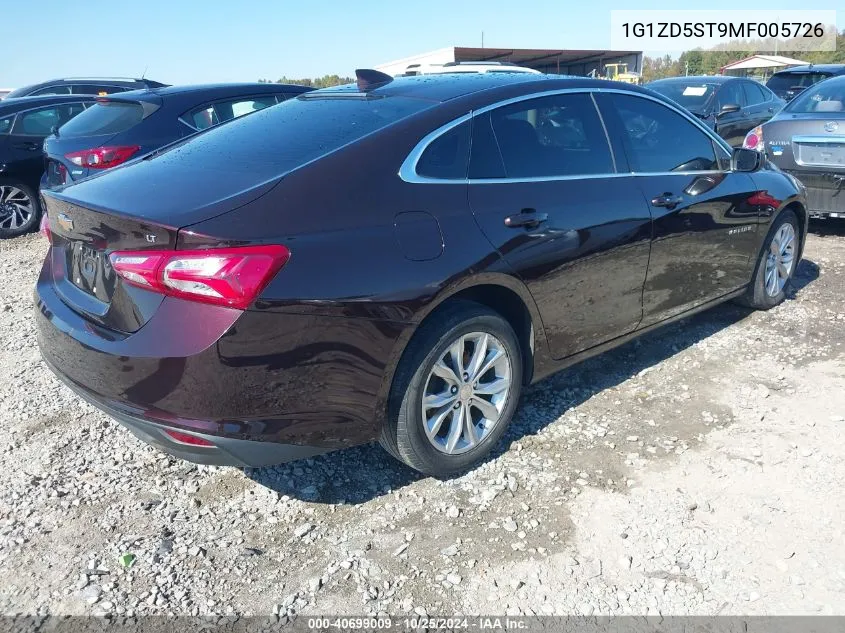 2021 Chevrolet Malibu Fwd Lt VIN: 1G1ZD5ST9MF005726 Lot: 40699009