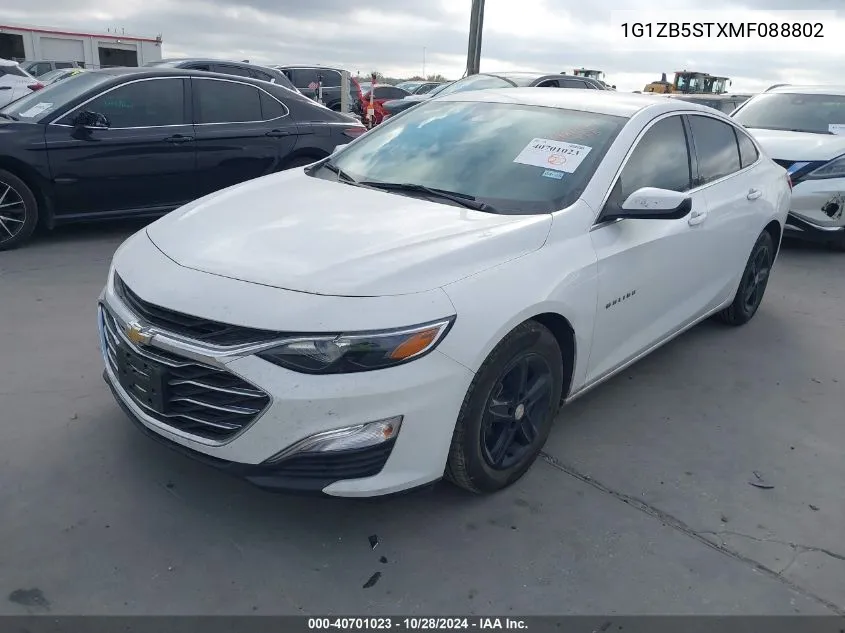 2021 Chevrolet Malibu Fwd Ls VIN: 1G1ZB5STXMF088802 Lot: 40701023