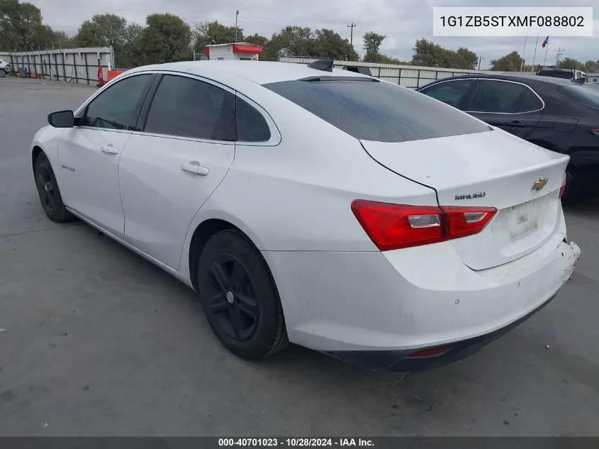 2021 Chevrolet Malibu Fwd Ls VIN: 1G1ZB5STXMF088802 Lot: 40701023