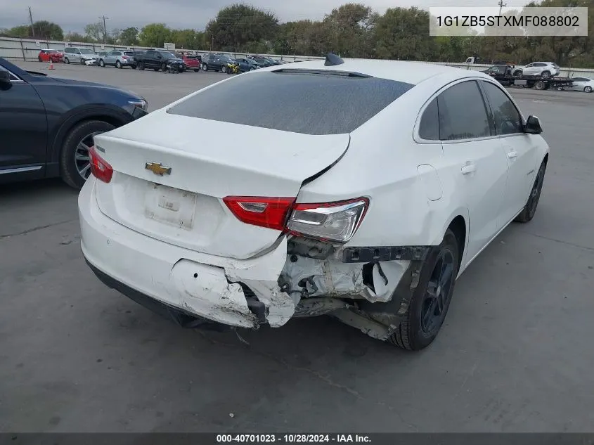 2021 Chevrolet Malibu Fwd Ls VIN: 1G1ZB5STXMF088802 Lot: 40701023