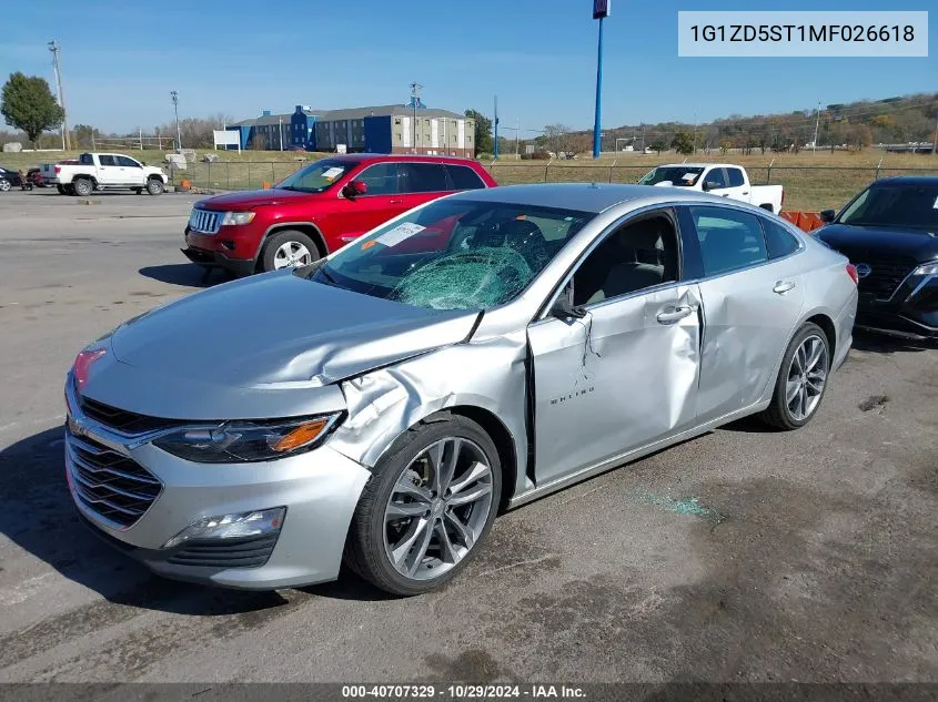 2021 Chevrolet Malibu Fwd Lt VIN: 1G1ZD5ST1MF026618 Lot: 40707329