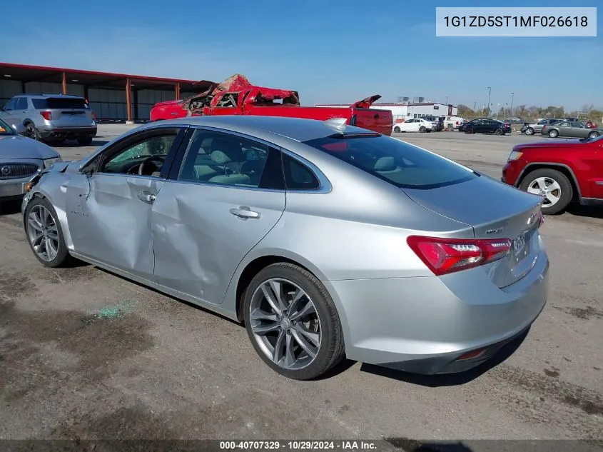 2021 Chevrolet Malibu Fwd Lt VIN: 1G1ZD5ST1MF026618 Lot: 40707329