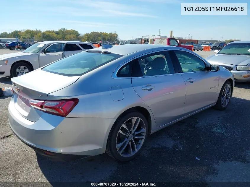 2021 Chevrolet Malibu Fwd Lt VIN: 1G1ZD5ST1MF026618 Lot: 40707329