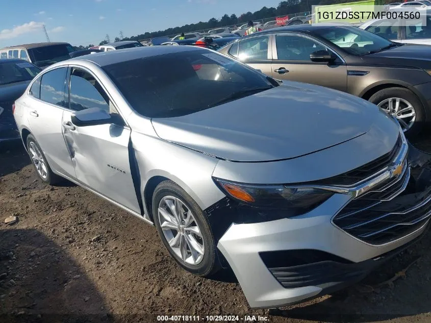 2021 Chevrolet Malibu Fwd Lt VIN: 1G1ZD5ST7MF004560 Lot: 40718111