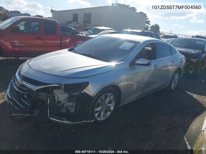 2021 Chevrolet Malibu Fwd Lt VIN: 1G1ZD5ST7MF004560 Lot: 40718111