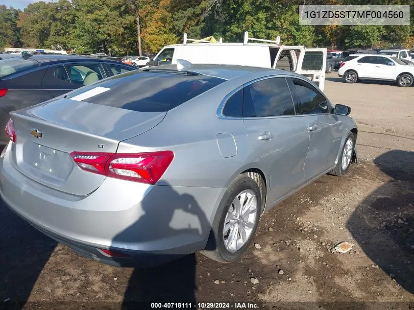 2021 Chevrolet Malibu Fwd Lt VIN: 1G1ZD5ST7MF004560 Lot: 40718111