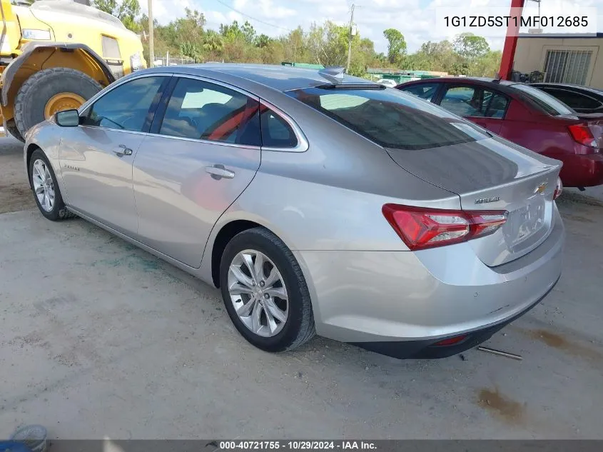 2021 Chevrolet Malibu Fwd Lt VIN: 1G1ZD5ST1MF012685 Lot: 40721755