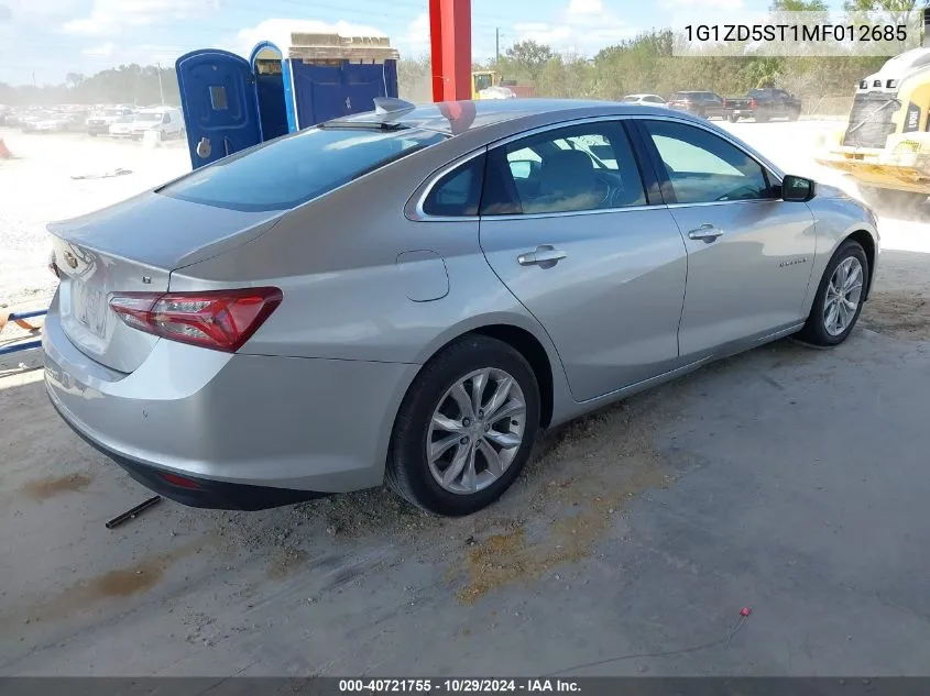 2021 Chevrolet Malibu Fwd Lt VIN: 1G1ZD5ST1MF012685 Lot: 40721755