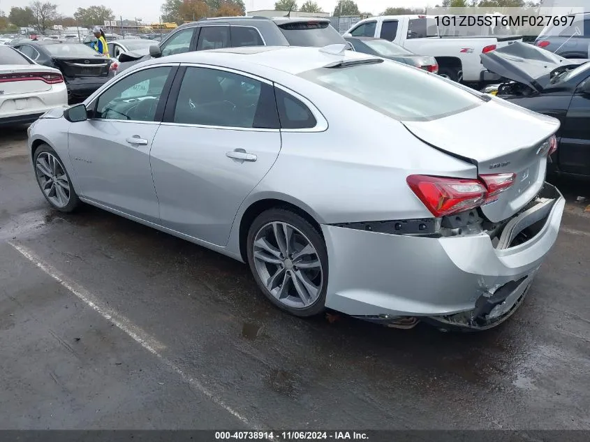 2021 Chevrolet Malibu Fwd Lt VIN: 1G1ZD5ST6MF027697 Lot: 40738914