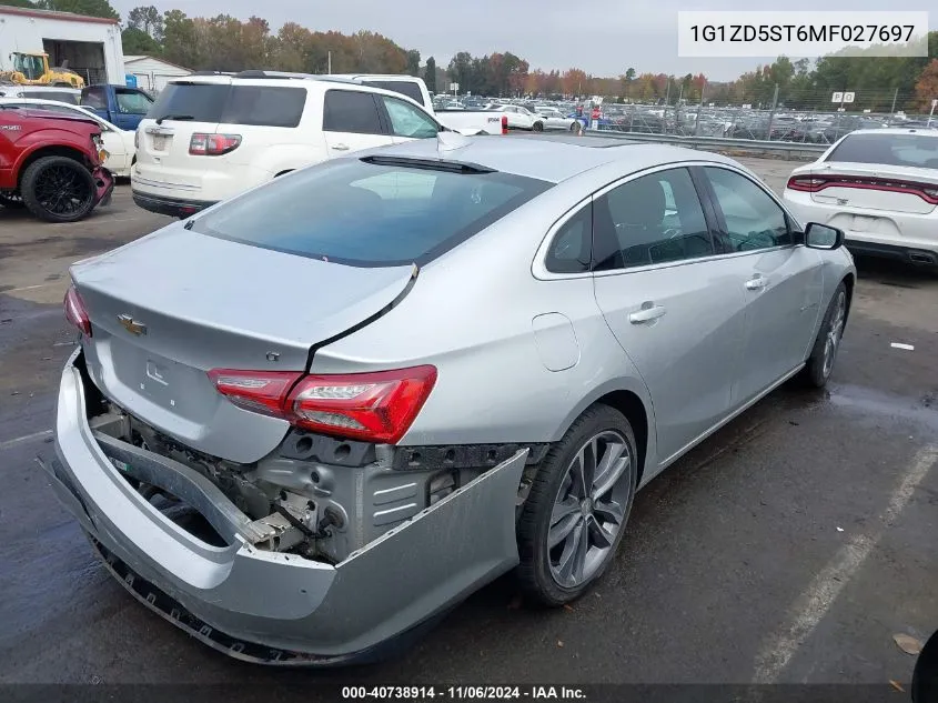 2021 Chevrolet Malibu Fwd Lt VIN: 1G1ZD5ST6MF027697 Lot: 40738914