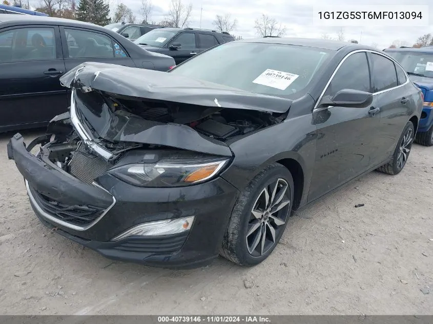 2021 Chevrolet Malibu Fwd Rs VIN: 1G1ZG5ST6MF013094 Lot: 40739146